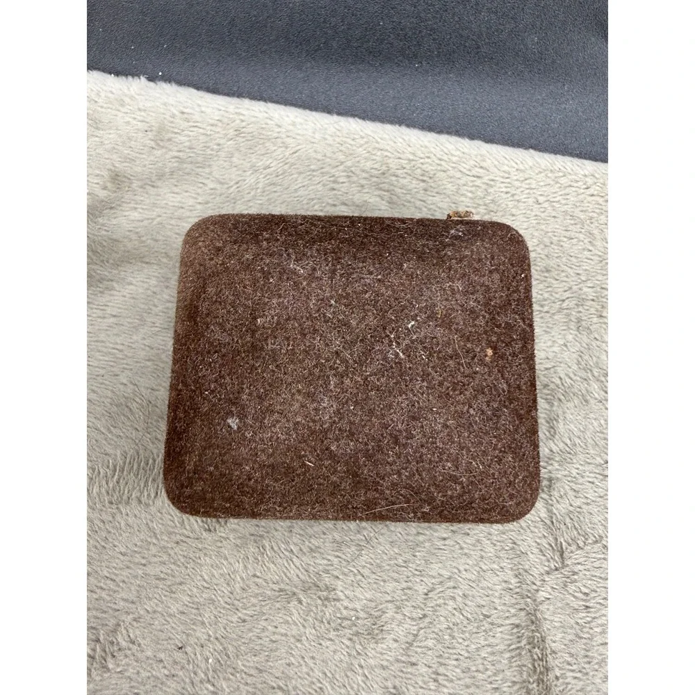 Vintage Dotson Jewelry Presentation Box Brown Velvet Hinged Small 2.5